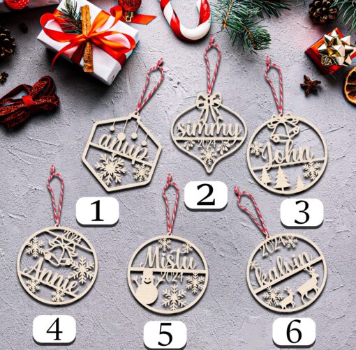 Christmas Laser Cut Wood Ornament | Personalized | 4 Inch