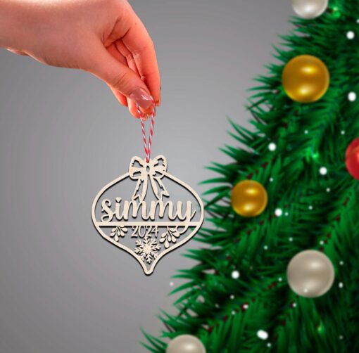 Christmas Laser Cut Wood Ornament | Personalized | 4 Inch - Image 4