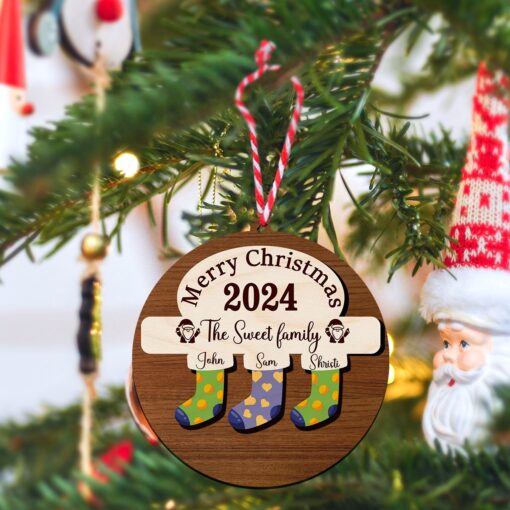 Stockings Wooden Ornament With Family Member Name | Personalized | 5 Inch