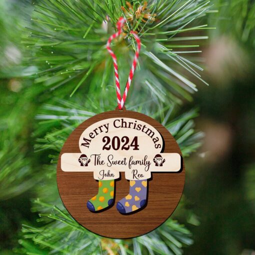 Stockings Wooden Ornament With Family Member Name | Personalized | 5 Inch - Image 4