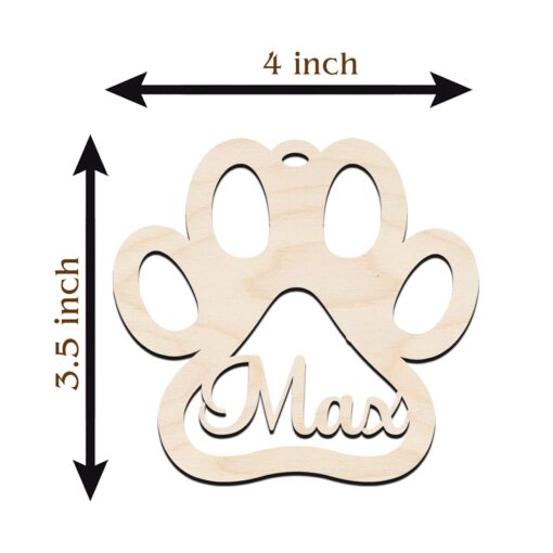 Snowy Paw Laser Handcrafted Wooden Ornament | Custom-Made | 4X3.5 Inch - Image 3