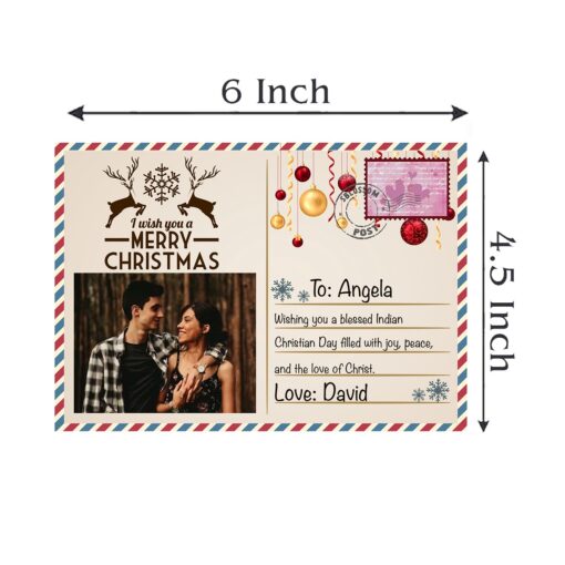 Festive Christmas Wooden Postcard | Customized| 6X4 Inch - Image 3