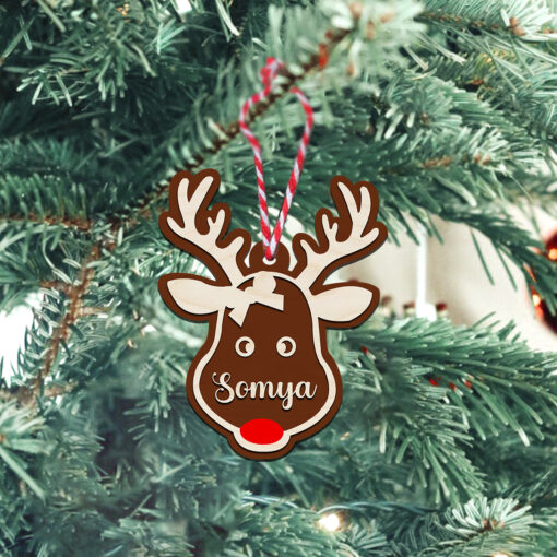 3D Reindeer Name Color Wooden Charismas Ornament | Personalized | 5X4 Inch - Image 4