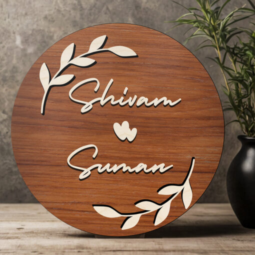 Personalized | Dark Brown Wooden 3D Texture Name Plate |12 Inch - Image 8