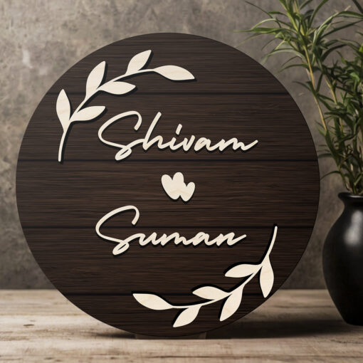 Personalized | Dark Brown Wooden 3D Texture Name Plate |12 Inch - Image 9