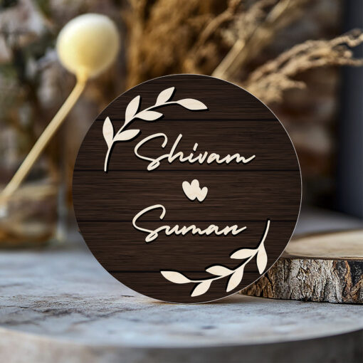 Personalized | Dark Brown Wooden 3D Texture Name Plate |12 Inch - Image 11